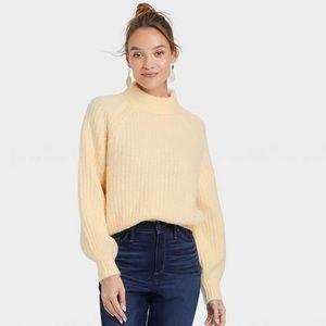 Women's Mock Turtleneck Pullover Sweater-Universal Thread Yellow